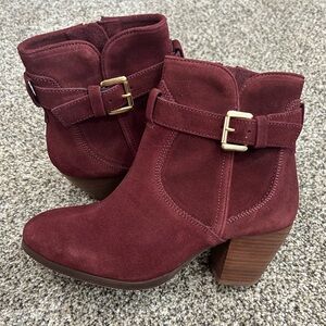 Diba Maroon Ankle Boots with Buckle